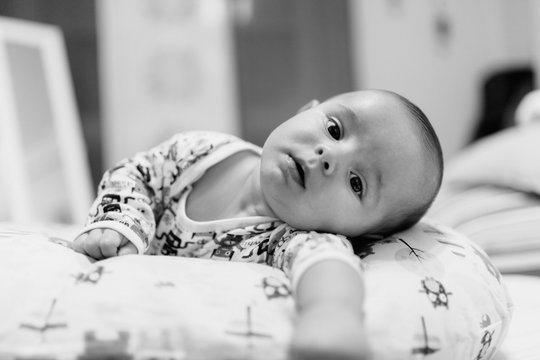 5-month baby in the bed
