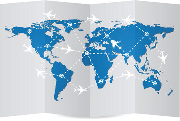 Airplane Travel Around the World Icon, Vector Illustration EPS 10.