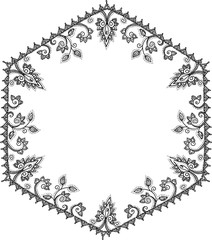 Abstract floral round frame on white background
