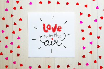 St Valentine's Day vintage composition of greeting note with lettering