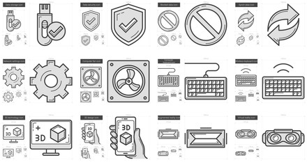 Gadgets line icon set.