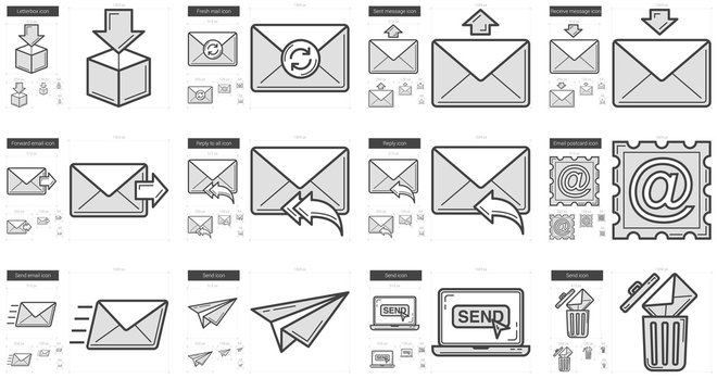 Email line icon set.