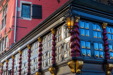 old building with crown glass windows in Aachen
