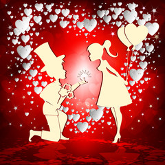 love couple on red background