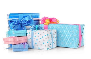 Set of gift boxes isolated on white