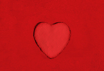 Heart track on red surface