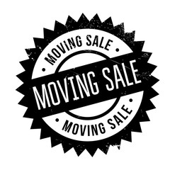 Moving sale stamp. Grunge design with dust scratches. Effects can be easily removed for a clean, crisp look. Color is easily changed.
