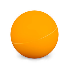 Ping Pong Ball Isolated On White Background.  Photo Realistic 3d Orange  With Shadow. Thing Of The Popular Game Table Tennis. Vector Illustration
