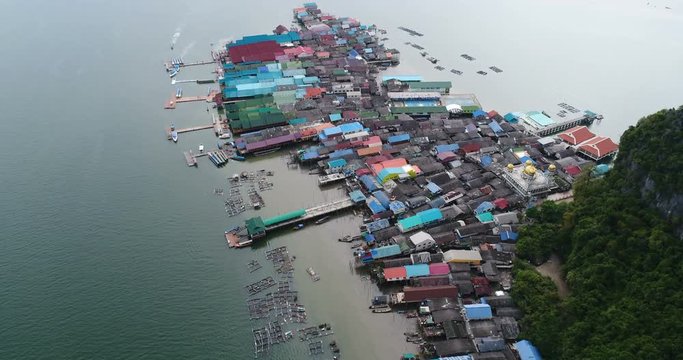 Aerial landscape view of Koh Panyee village, Thailand, Asia