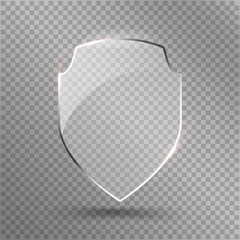 Transparent Shield. Safety Glass Badge Icon. Privacy Guard Banner. Protection  Concept. Decoration Secure Element. Defense Sign. Conservation Symbol. Vector illustration