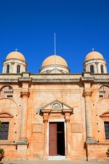 Front view of the Agia Triada monastery, Crete.