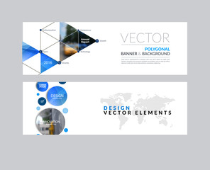 Vector set of modern horizontal website banners with rounds,  tr