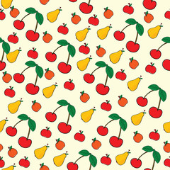 seamless pattern of fruit on yellow background illustration