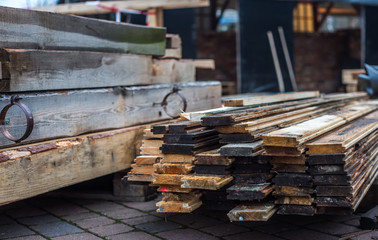 warehouse wood planks on the street