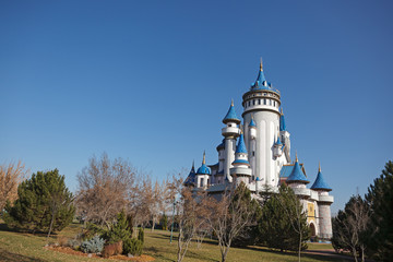 Fototapeta na wymiar Fairy tale castle at Sazova Park, Eskisehir