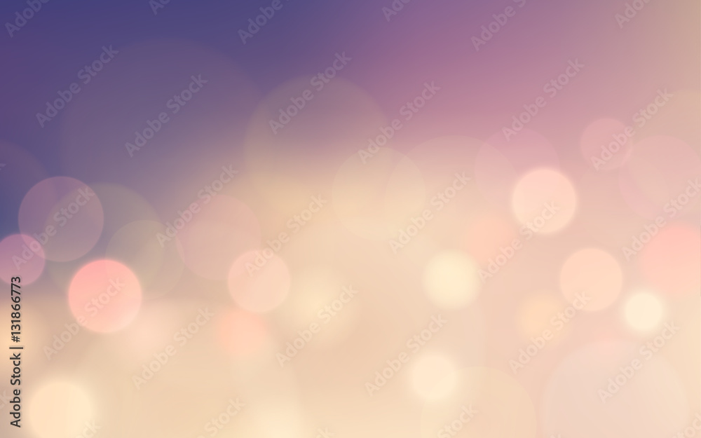 Wall mural abstract bokeh and lens flare pattern on rose quartz color blurred background (vector)