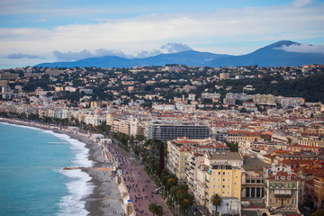 The seafront of Nice with Promenade des Anglais
