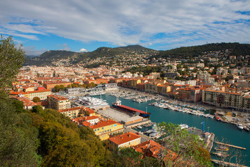 Fototapeta na wymiar Aerial View on Port of Nice and Luxury Yachts