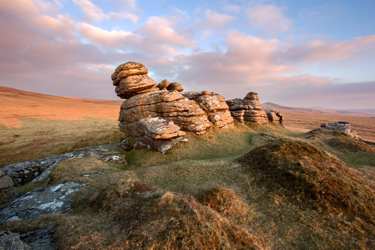Sunset Arms Tor Dartmoor National Park Devon Uk