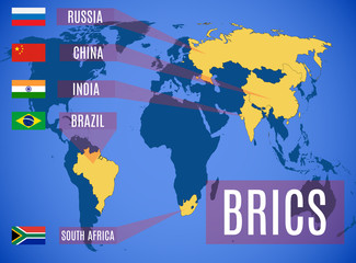 A schematic map of the States members of the BRICS.
