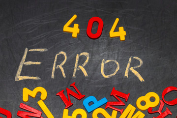 404 error - message handwritten with white chalk on chalkboard