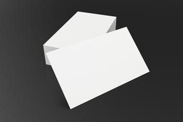 Stack of blank business card on black background. 3d rendering