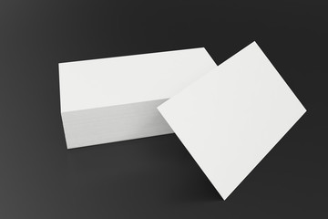 Stack of blank business card on black background. 3d rendering