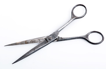 Schere zum Haare schneiden alt mit Gebrauchsspuren