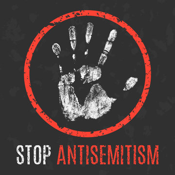 Vector. Social problems of humanity. Stop antisemitism.