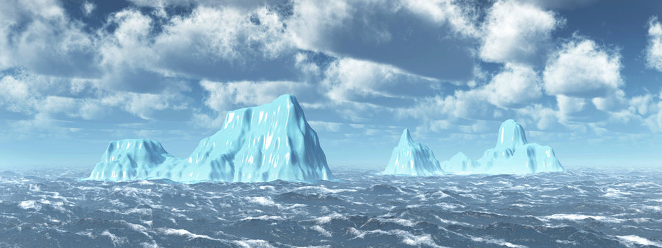 Eisberge in stürmischer See