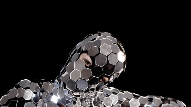 person dances in amazing discoball mirror costume 