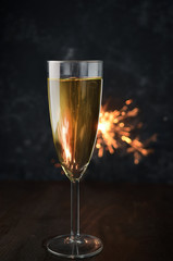 New Year champagne with sparkler