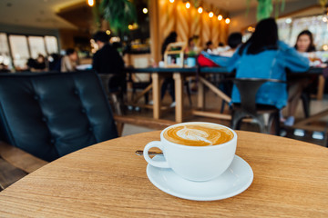 Top view of Latte or cappuccino coffee tree leaf texture
