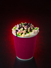 Amazing coffee cup on red background