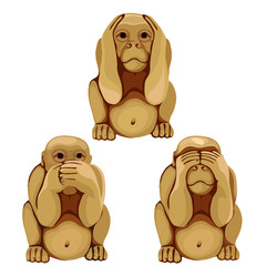 Funny monkey in three poses for animations. Vector