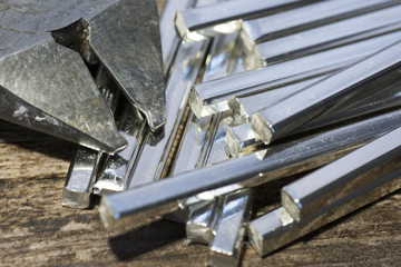 Close-up Sterling Silver Square Wire Cast Cutters tool steel broken