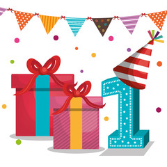 Obraz premium happy birthday celebration card vector illustration design