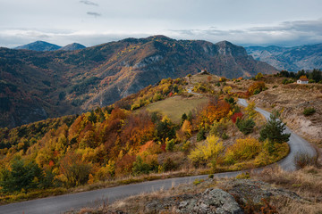 Obraz premium Chapel Vaznesenie Gospodne in the autumn, the village of Borovo, Bulgaria