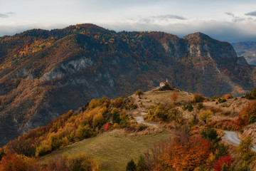 Chapel Vaznesenie Gospodne in the autumn, the village of Borovo, Bulgaria