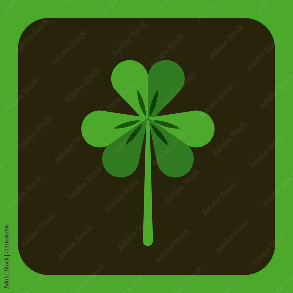 Wall mural clover icon over gray and green background. saint patricks day concept. colorful design. vector illu