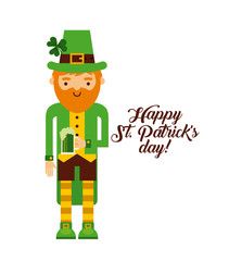 irish leprechaun icon over white background. Saint Patricks Day concept. colorful design. vector illustration