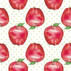 Watercolor Apple Seamless Pattern Hand-Painted Illustration Background Texture Wallpaper Scrapbook Paper