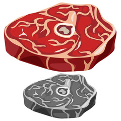 Obraz premium Raw meat steak. Vector icon food isolated