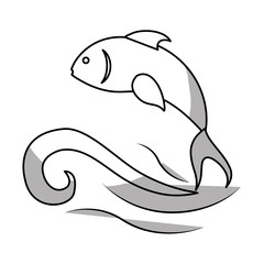 sea fish icon over white background. vector illustration