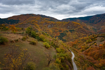 Magnificent autumn landscape at the village of Lakavitsa, Rhodope Mountains, Bulgaria
