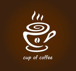 Cup of coffee sign for restaurant, cafe menu, shop.