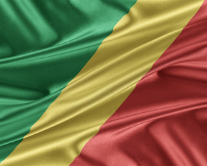 Republic of the Congo flag with a glossy silk texture.