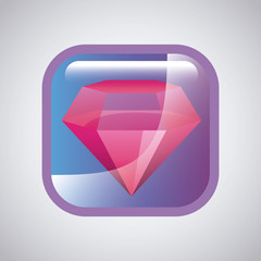 glossy square with pink diamond icon over white background. colorful design. vector illustration