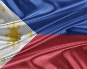 Philippines flag with a glossy silk texture.