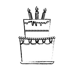 birthday cake with candles over white background. vector illustration